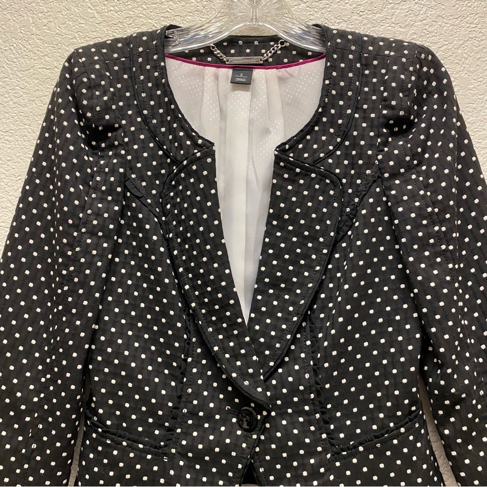 Whbm Polka Dot Single Button Collarless Crop Blaz… - image 4